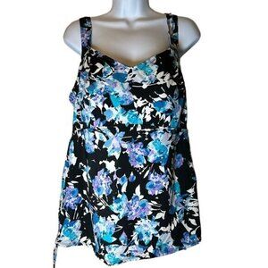 Swimsuits For All Black Tie Sides Tankini Swimsuit Aquabelle Size 20 GUC #1262